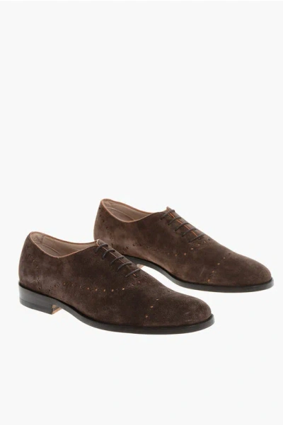 Corneliani Solid Color Suede Quarter Brogues Oxford Shoes