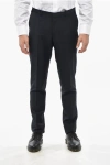 Corneliani Solid Color Virgin Wool And Mohair Pants With Belt Loops In Black