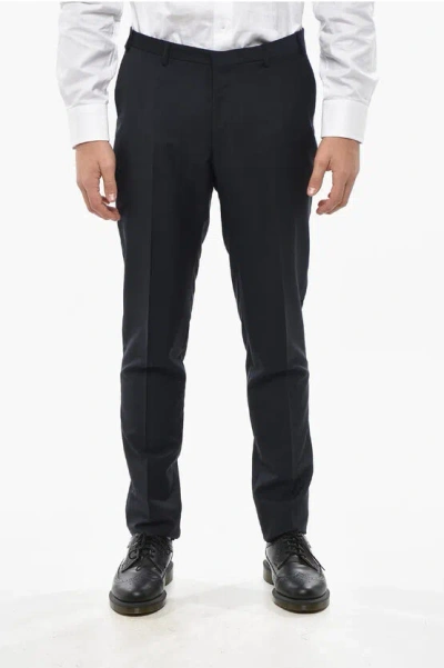 Corneliani Solid Color Virgin Wool And Mohair Pants With Belt Loops In Black