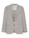 Corneliani Sophisticated Brown Suit With Pinstripe Detailing In Gray