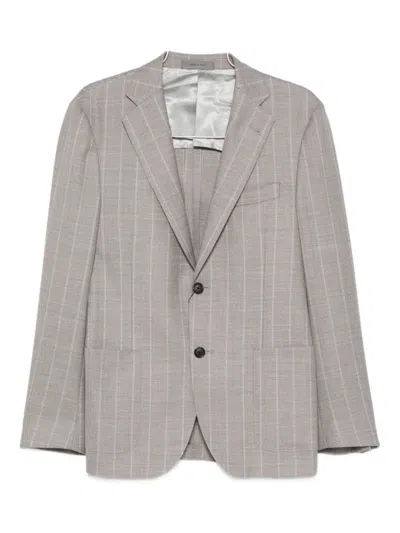 CORNELIANI SOPHISTICATED BROWN SUIT WITH PINSTRIPE DETAILING