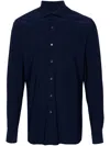 Corneliani Mens Navy Spread-collar Regular-fit Cotton-jersey Shirt