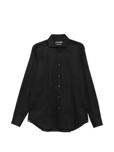 Corneliani Spread-collar Long-sleeve Shirt In Black