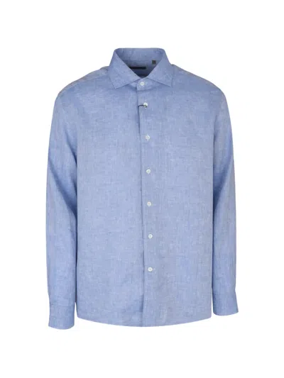 Corneliani Spread-collar Long-sleeve Shirt In Blue