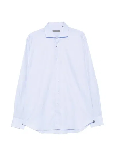 Corneliani Spread-collar Long-sleeve Shirt In Blue