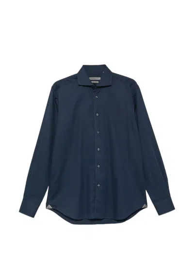 Corneliani Spread-collar Long-sleeved Shirt In Blue