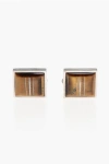 Corneliani Squared Brass Cufflinks With Mother Of Pearl Detail Grösse Unica