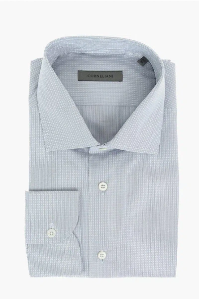 Corneliani Standard Collar Geometric Patterned Shirt In Blue
