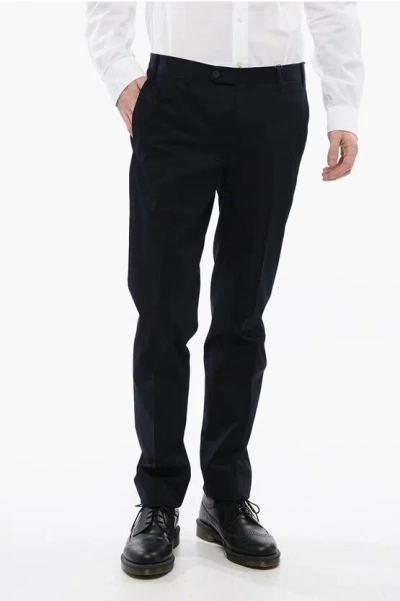 Corneliani Stretch Cotton Leader Chinos Pants With Belt Loops In Black