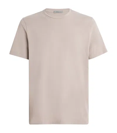 Corneliani Stretch Cotton Logo T-shirt In Neutral