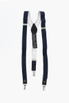 Corneliani Stretch Fabric Suspenders With Leather Trims In Blue