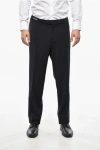 Corneliani Stretch Virgin Wool Pants With Belt Loops In Black
