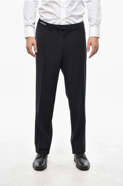 Corneliani Stretch Virgin Wool Pants With Belt Loops In Black