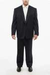 Corneliani Stretch Virgin Wool Suit With Flap Pockets In Black