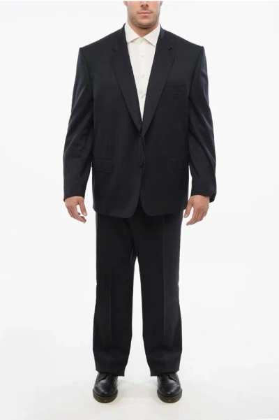 Corneliani Stretch Virgin Wool Suit With Flap Pockets In Black