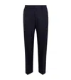 Corneliani Stretch-virgin Wool Drawstring Trousers In Blue
