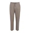 Corneliani Stretch-virgin Wool Drawstring Trousers In Brown