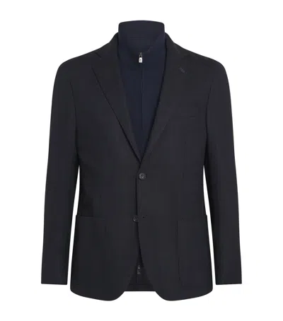 Corneliani Stretch-wool Detachable-insert Blazer In Blue
