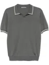 Corneliani Stripe-detail Polo Shirt In Grey