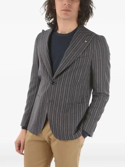Corneliani Striped Blazer In 블루