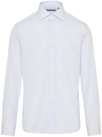 Corneliani Striped Button-up Shirt In Blue