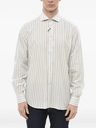 Corneliani Striped Buttoned Shirt In White