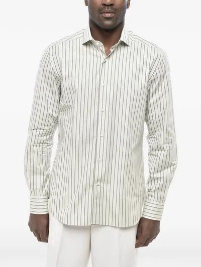 Corneliani Striped Cotton Shirt In Neutral