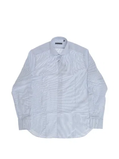 Corneliani Striped Cotton Shirt In Blue