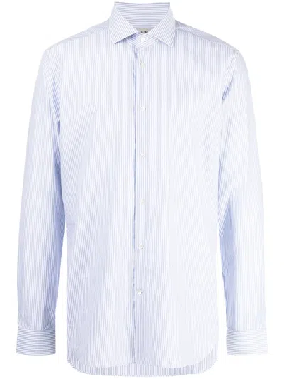Corneliani Striped Cotton Shirt In Blau