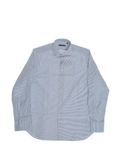 Corneliani Striped Cotton Shirt In Blue