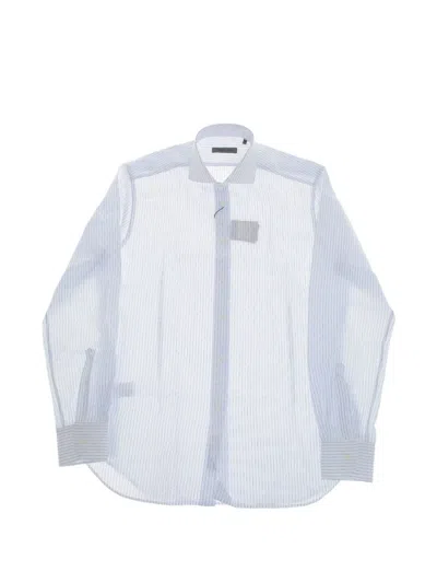 Corneliani Striped Cotton Shirt In Blue