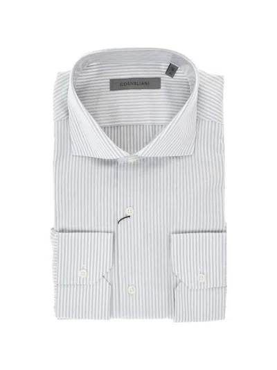 Corneliani Striped Cotton Shirt In White