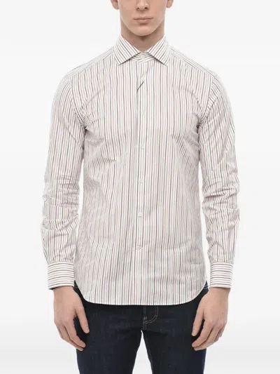 Corneliani Striped Cotton-poplin Shirt In Black