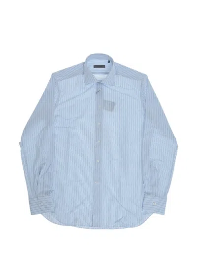 Corneliani Striped French-collar Shirt In Blue