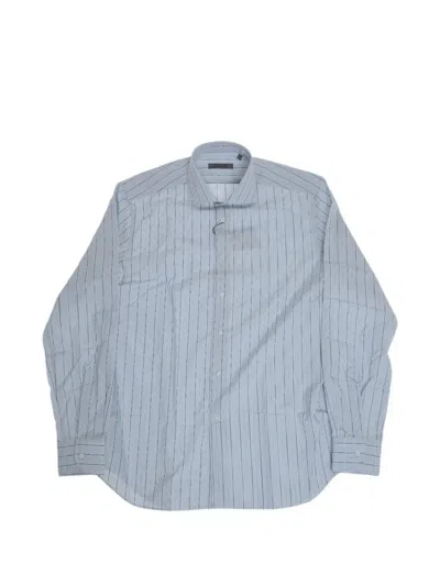 Corneliani Striped French-collar Shirt In Blue