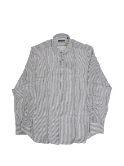 Corneliani Striped French-collar Shirt In Blue