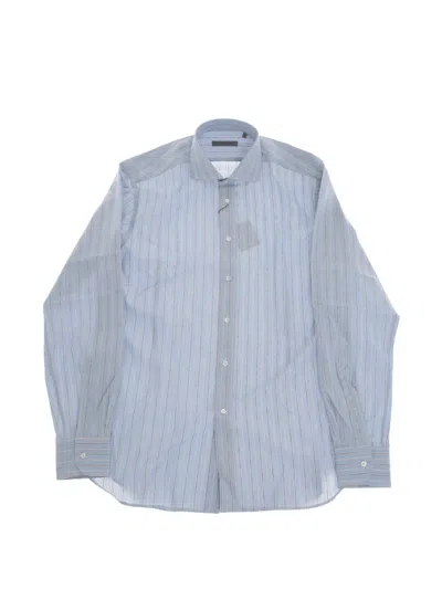 Corneliani Striped French-collar Shirt In Blue