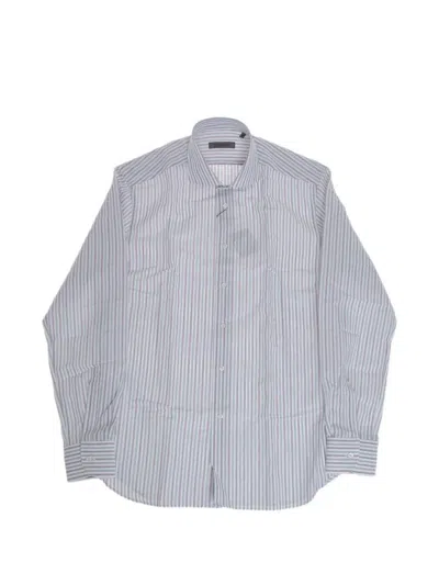 Corneliani Striped French-collar Shirt In Gray