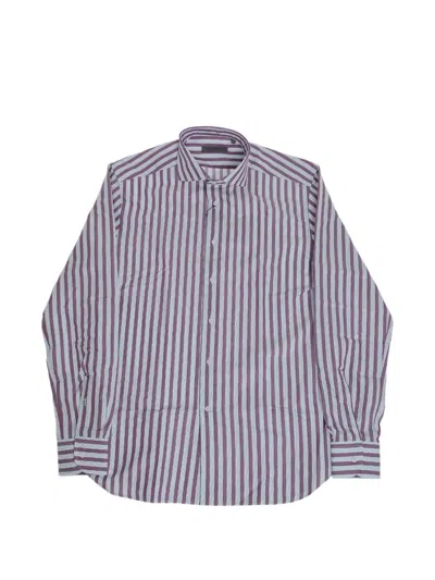 Corneliani Striped French-collar Shirt In Multi