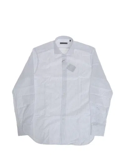 Corneliani Striped French-collar Shirt In White