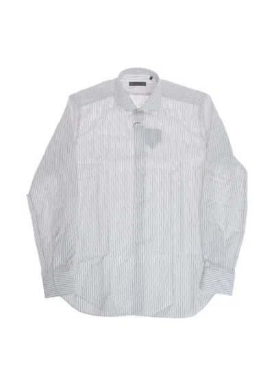 Corneliani Striped French-collar Shirt In Gray