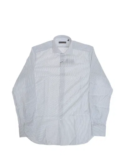 Corneliani Striped French-collar Shirt In Blue