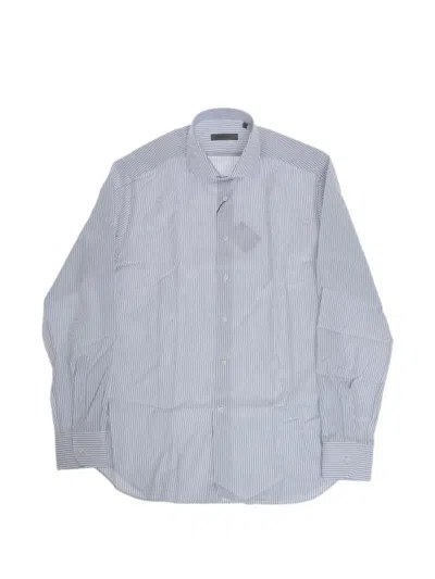 Corneliani Striped French-collar Shirt In Blue