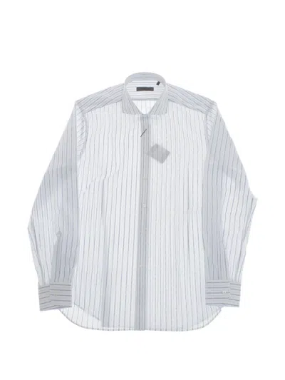 Corneliani Striped French-collar Shirt In White