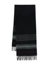 Corneliani Striped Fringed Scarf In Black