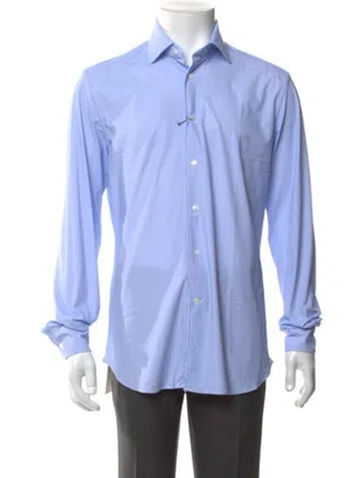 Pre-owned Corneliani Striped Long Sleeve Dress Shirt W/ Tags In Blue