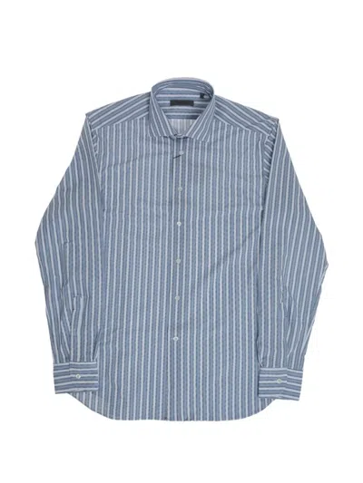 Corneliani Striped Long-sleeve Shirt In Blue