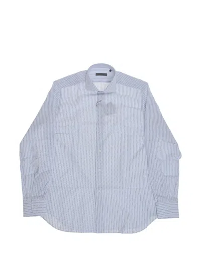 Corneliani Striped Long-sleeve Shirt In Blue