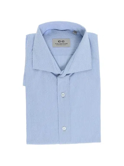 Corneliani Striped Long-sleeve Shirt In Blue