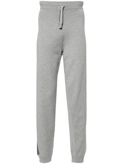 Corneliani Striped Mid-rise Track Trousers In Grey